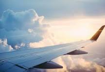 Airplane wing view from window